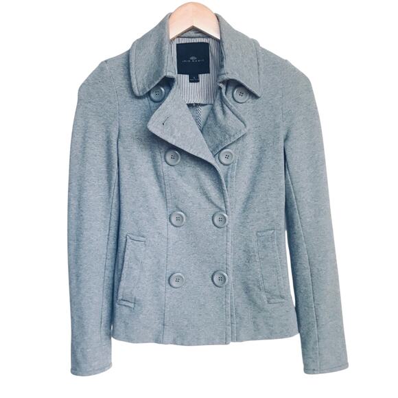 IRIS BASIC blazer women's small double breasted cropped stretch gray pockets - Picture 1 of 7